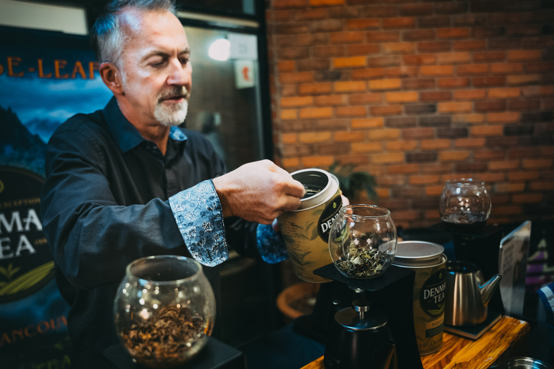 Brendan Waye at Denman Island Tea Company Brendan Waye at Denman Island Tea Company